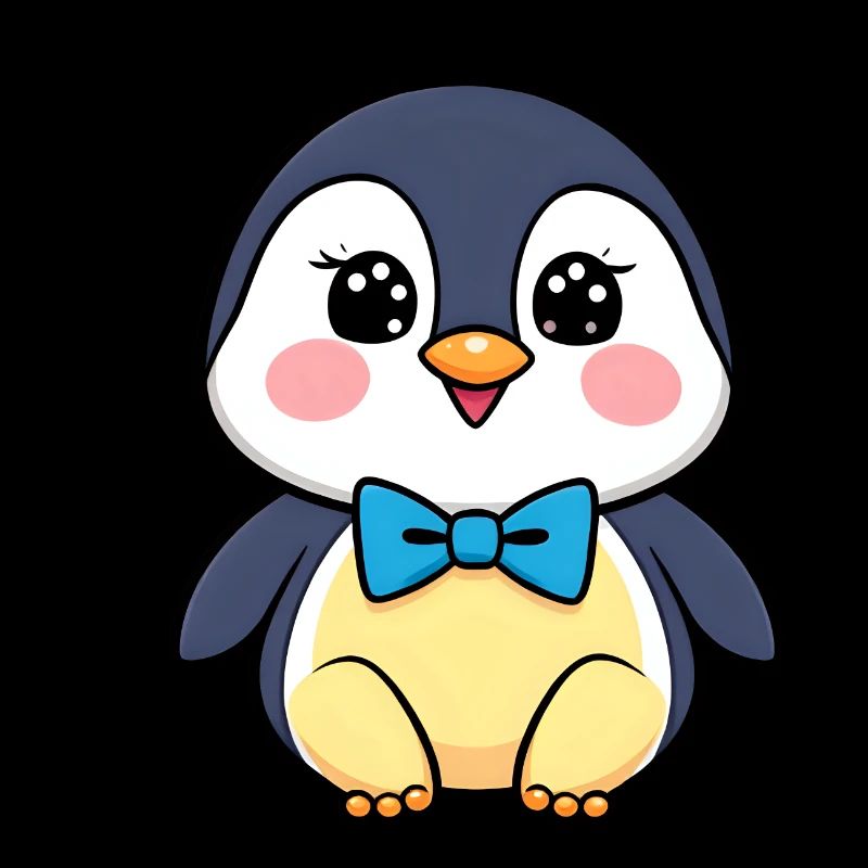 Fröhlicher Pinguin mit blauer Fliege