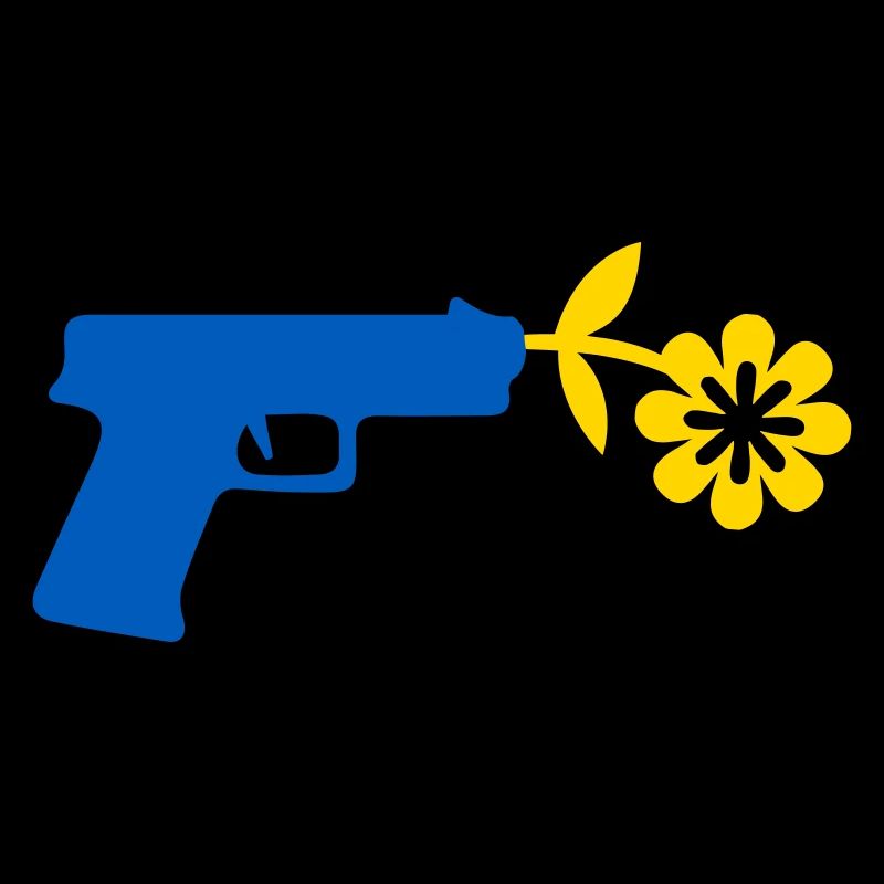 Pistole mit Blume als Friedenszeichen