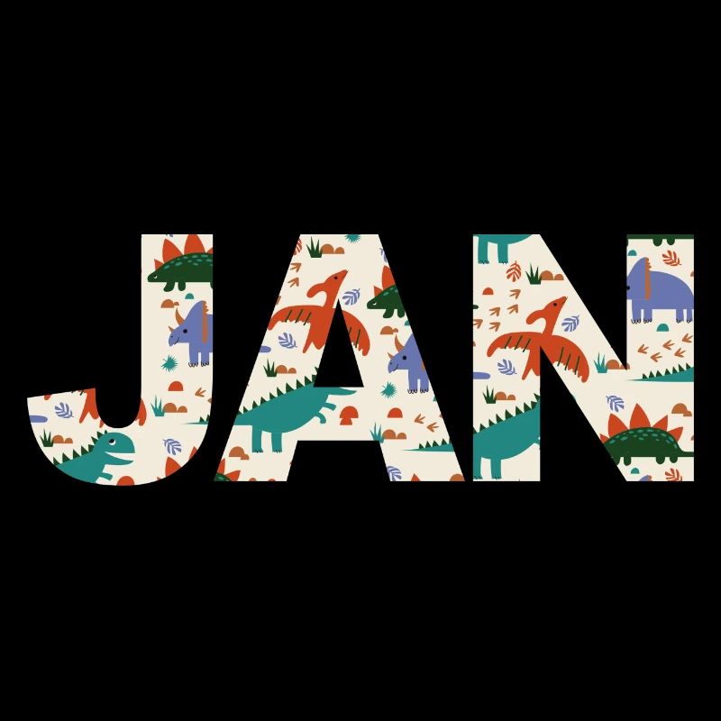 JAN - Beautiful boy name with dinosaur