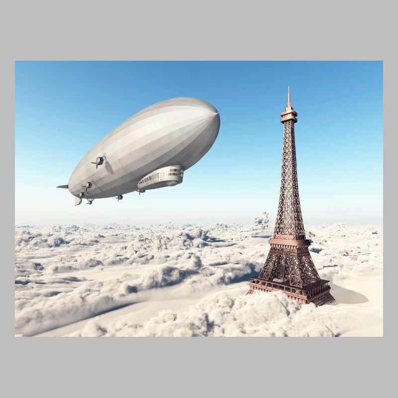 Zeppelin au-dessus de la Tour Eiffel