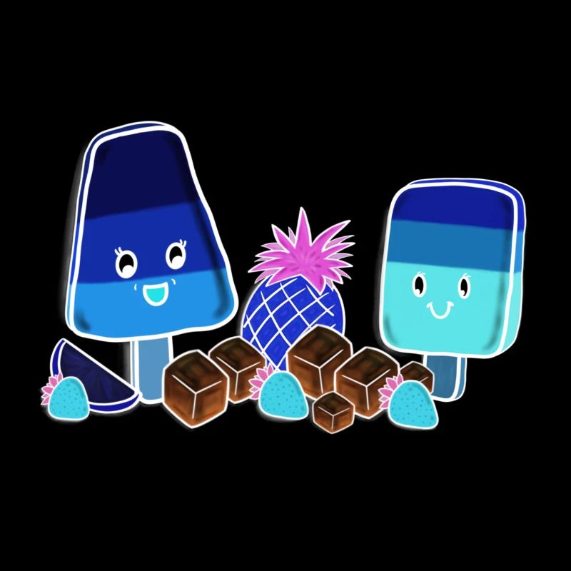 Kawaii-Eis am Stiel in Neon