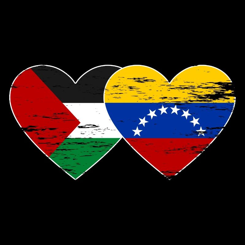 Palestine Venezuela drapeau coeur utilisé