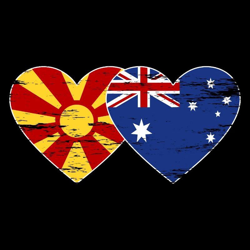 Macédoine Australie Drapeau Coeur Utilisé