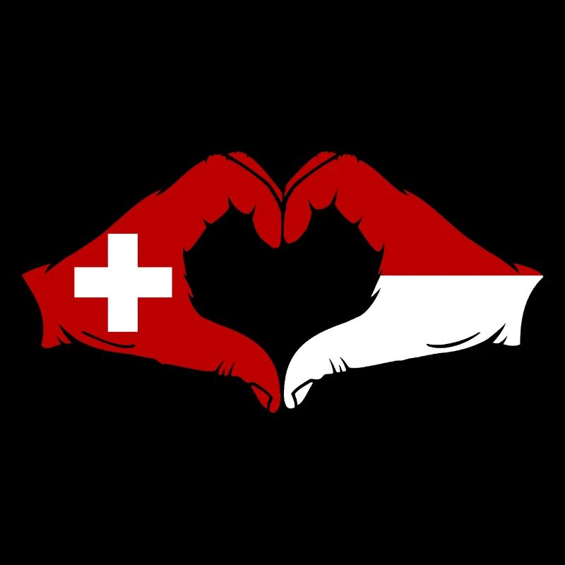 Suisse Monaco Drapeau Mains Coeur Forme