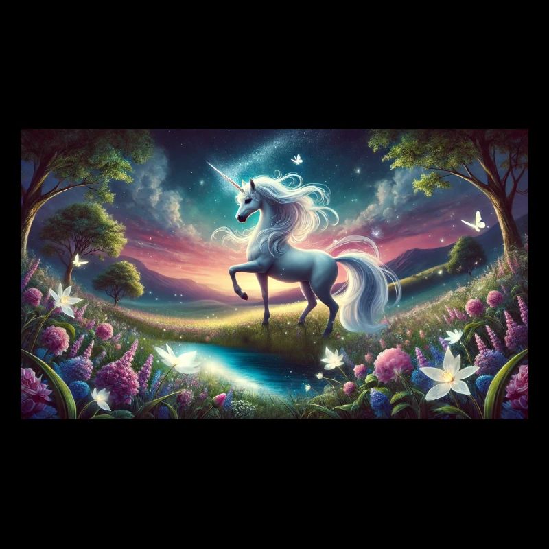 Ein mystisches Einhorn mit Aurora Boreralis