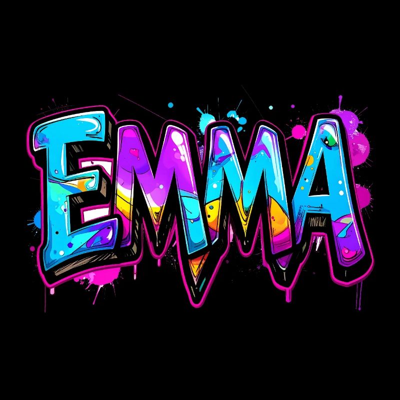 graffiti, buchstaben, emma, illustration