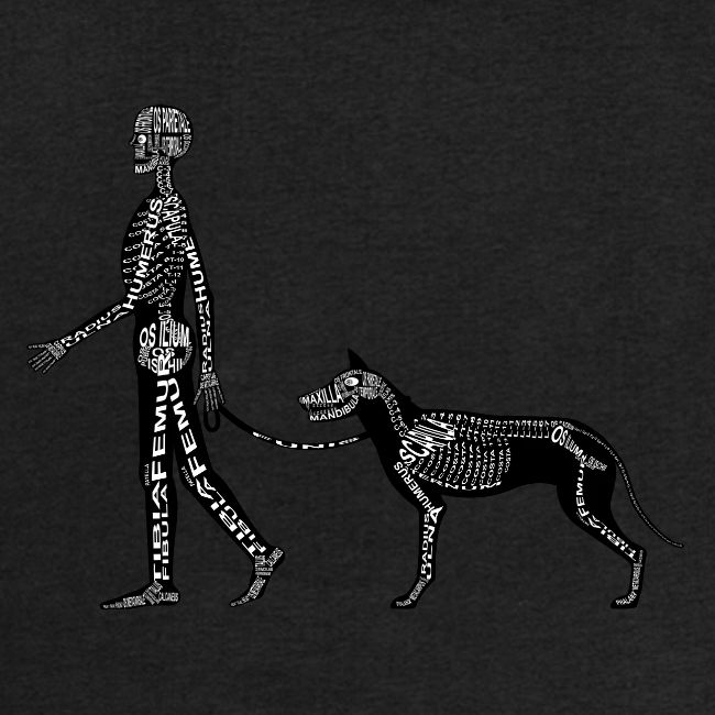 Squelette humain et chien