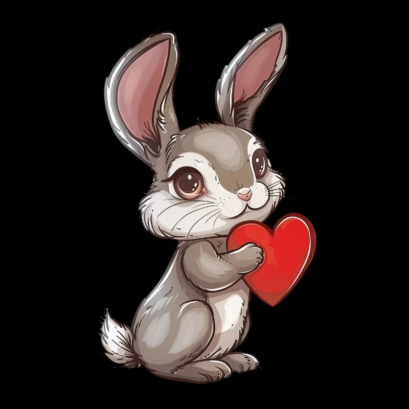 Adorable Bunny Holding Heart - Cute Rabbit