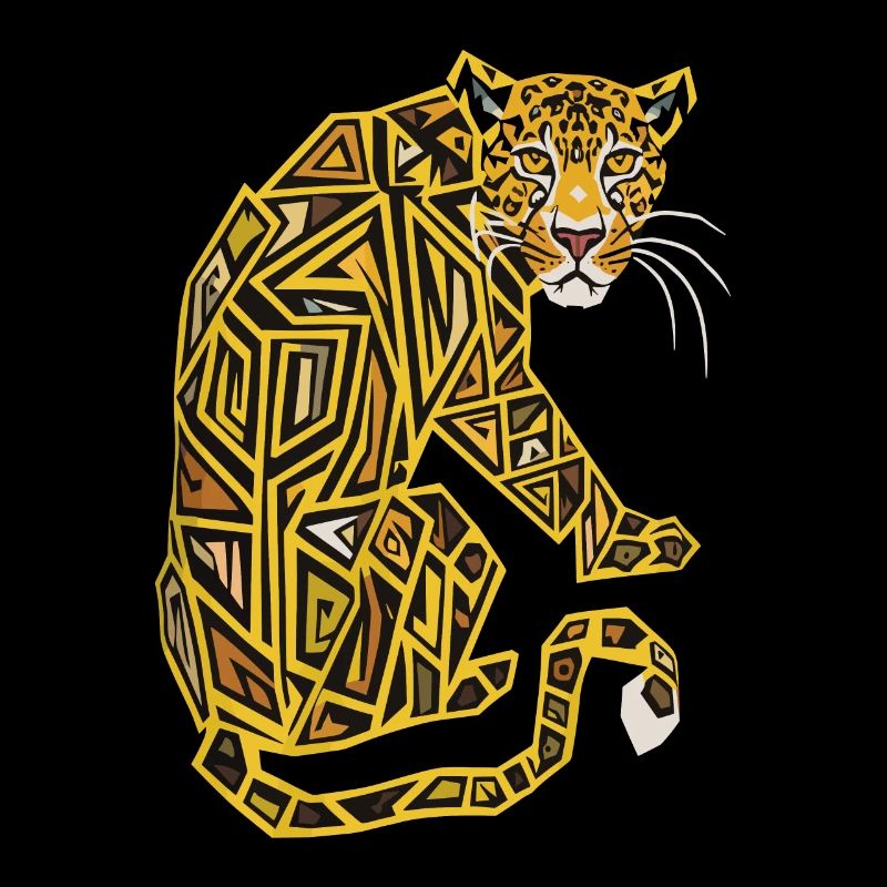 Geometric leopard in yellow and brown