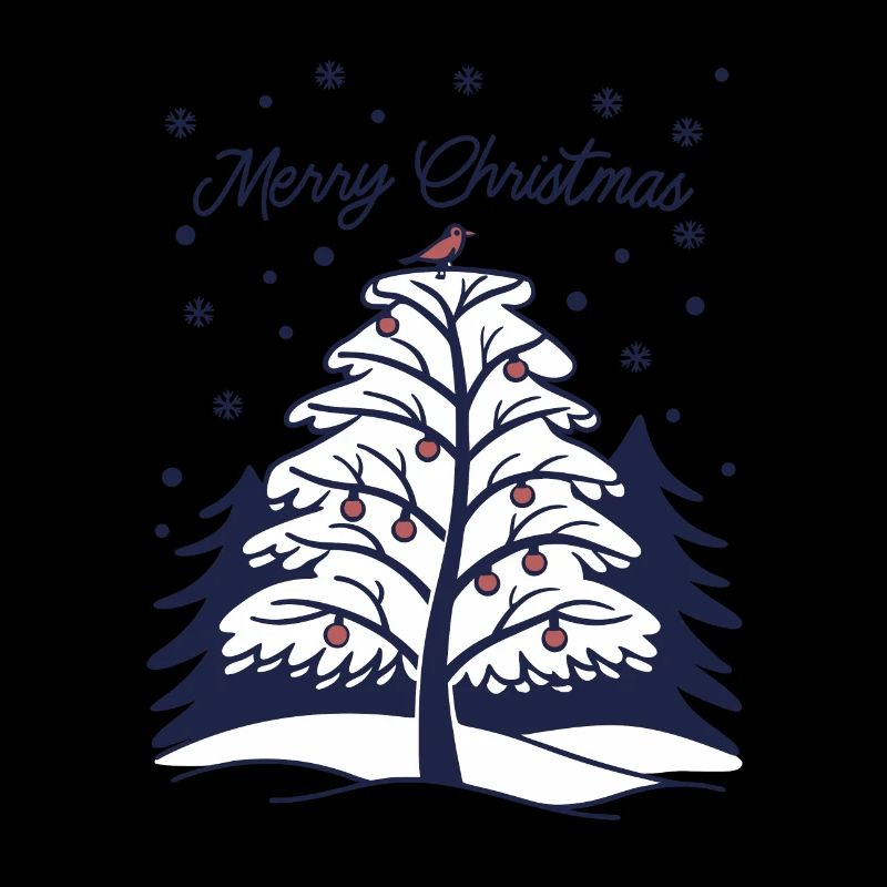 Merry Christmas - Weihnachtsbaum und Vogel