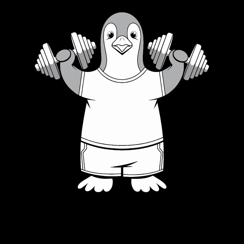 Funny Penguin With Dumbbells Funny