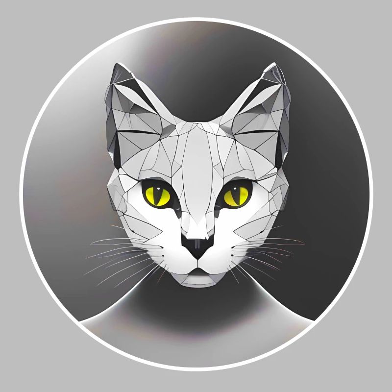 Cat as graphic Low Poly Art Circle black and white