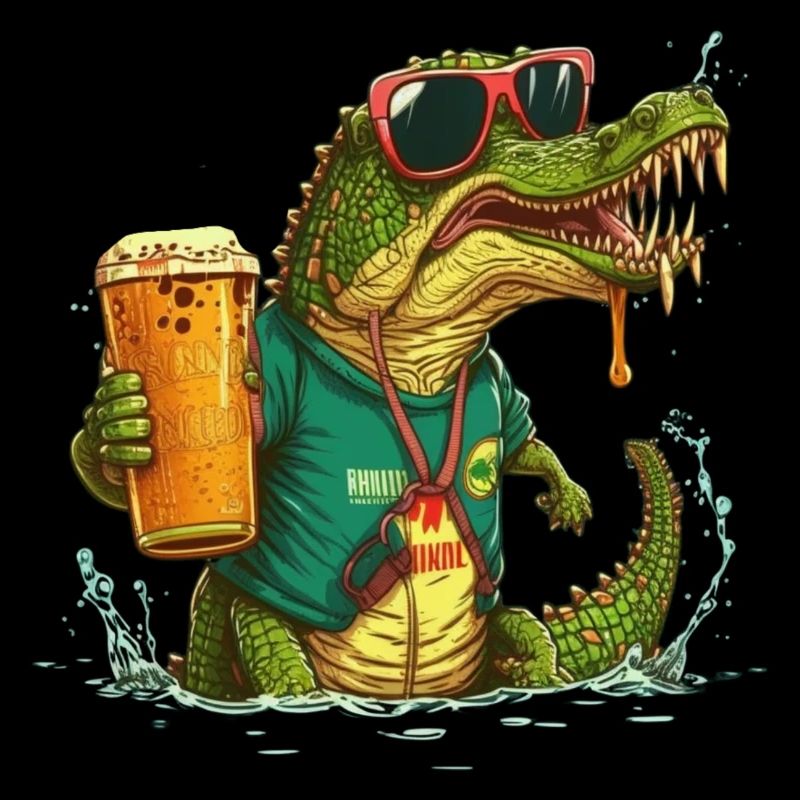 Cooles Krokodil mit Bier