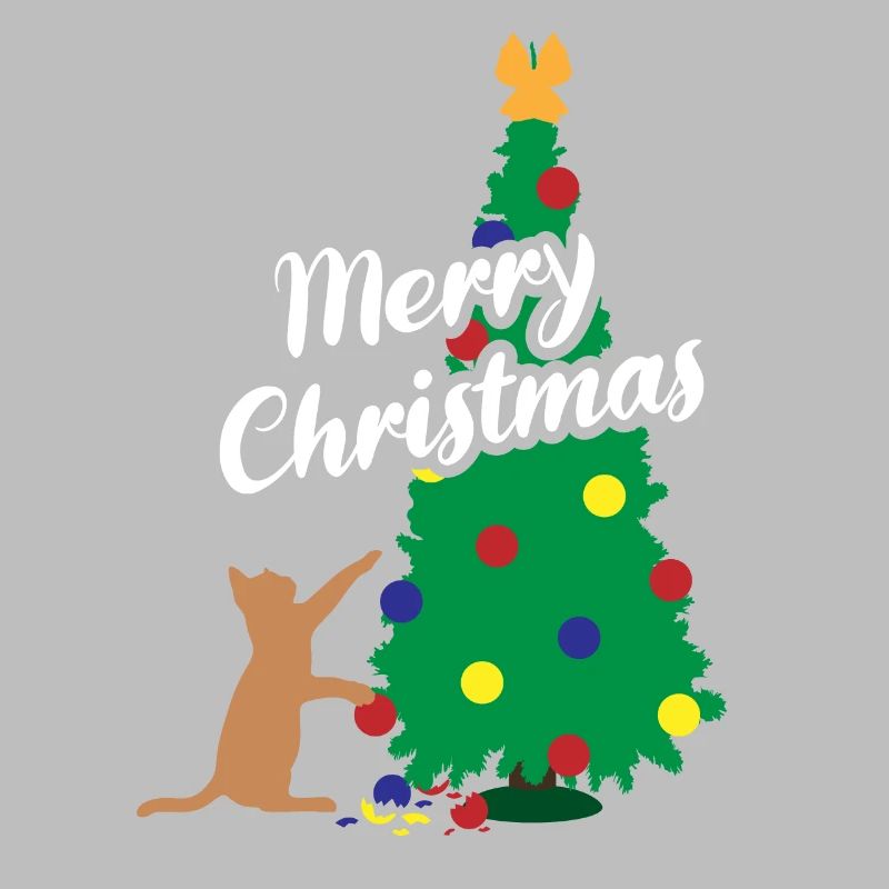 Cat Fun Christmas Tree Festive Mischief