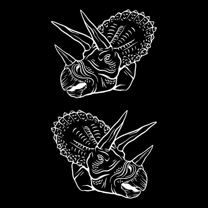 Triceratops Line Art Minimal Noir