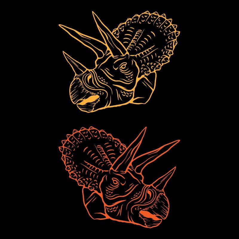 Triceratops Line Art Minimal Noir