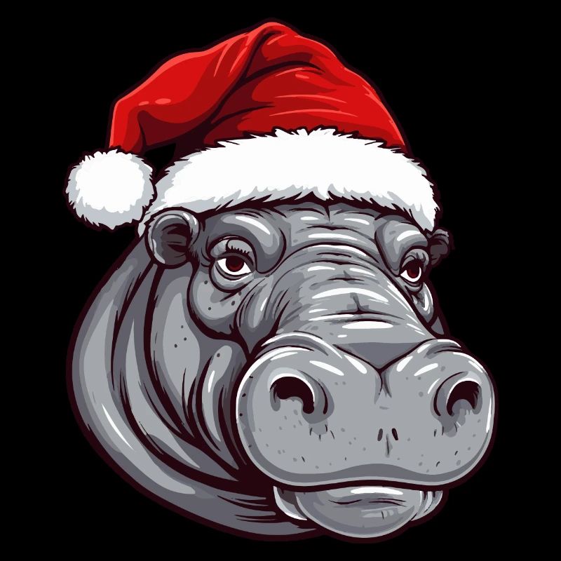 Tête d’animal de Noël hippopotame