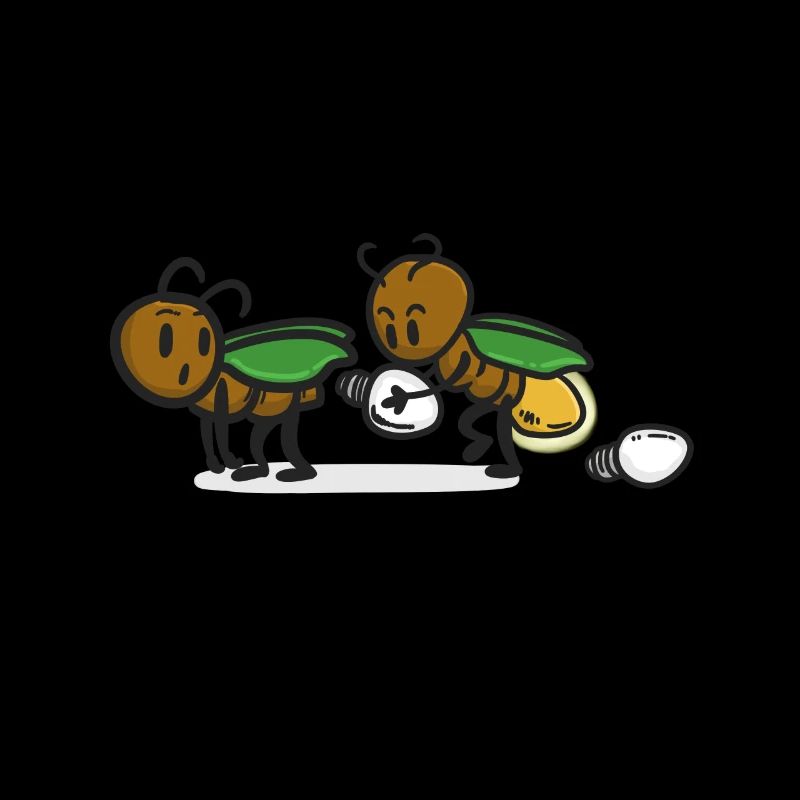 Firefly cute insects with lightbulb