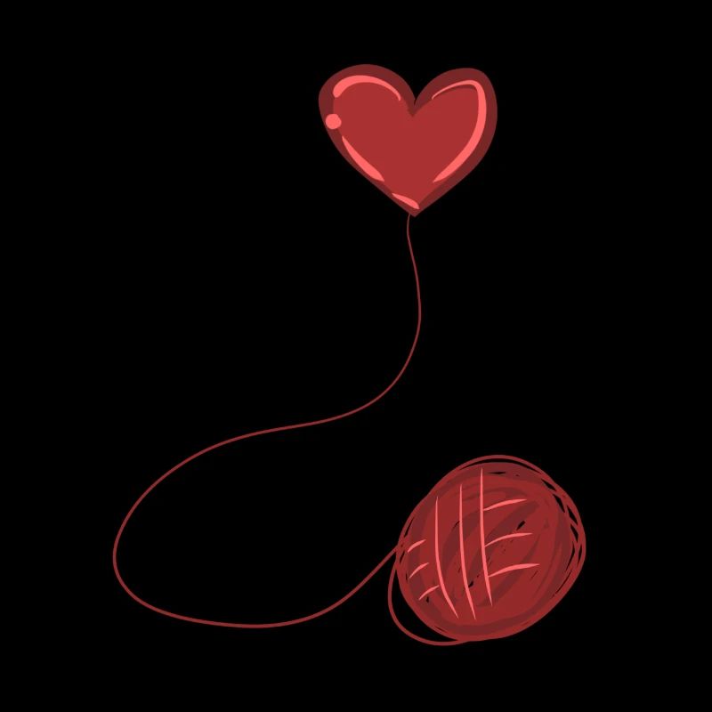 heart red symbol wool thread line
