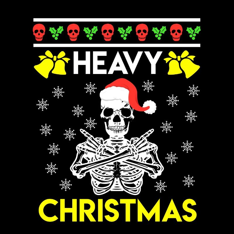 Heavy Christmas Skeleton Skull Ugly Christmas