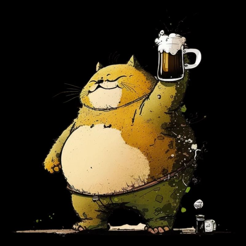 Big cat celebrates with beer