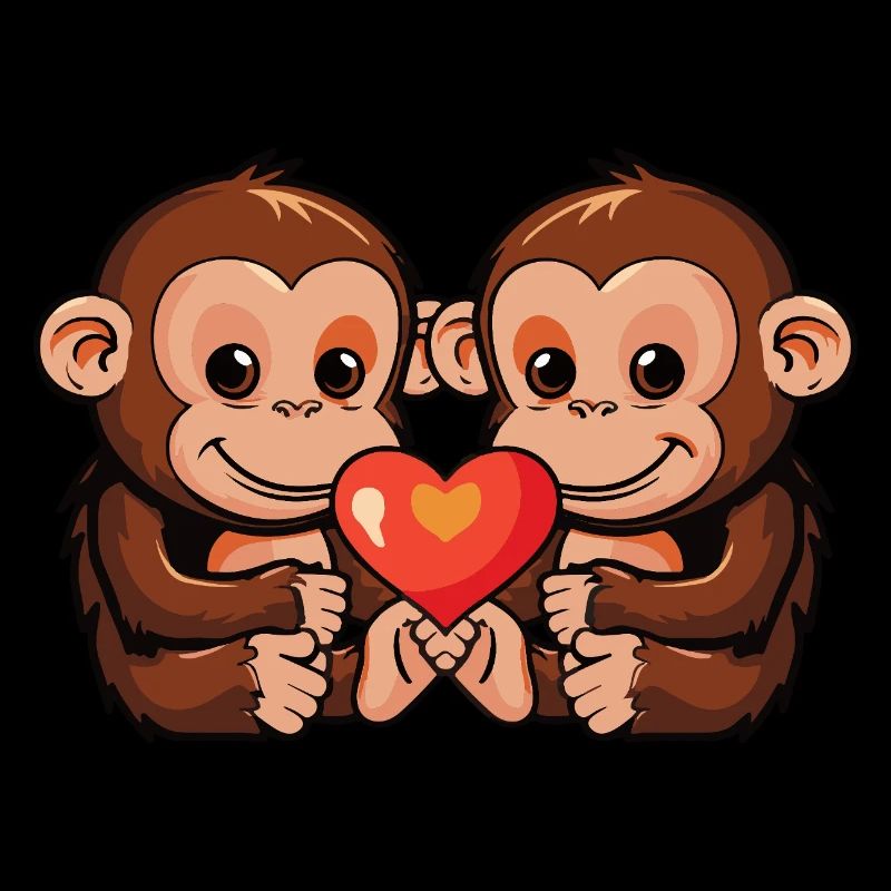 Singe Couple Coeur Saint Valentin