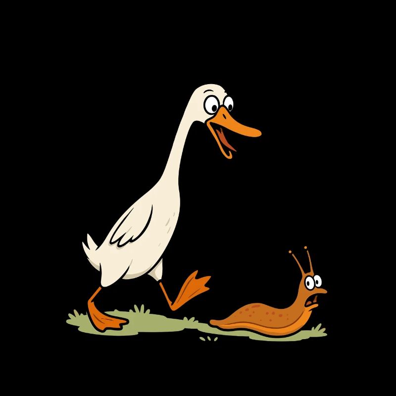 Running Duck Snail Hunter Funny Duck