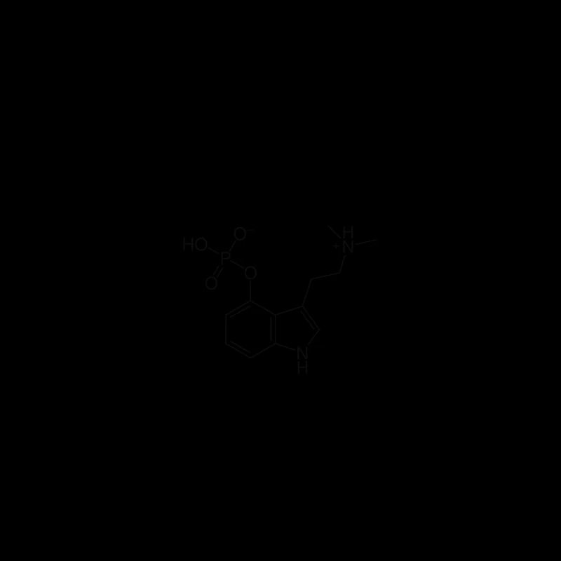 Psilocybin Molekül mit Schriftzug