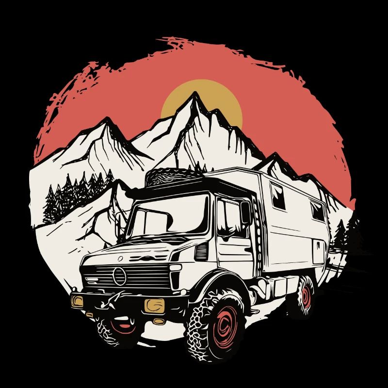Camping - Unimog - Coucher de soleil - Oldtimer