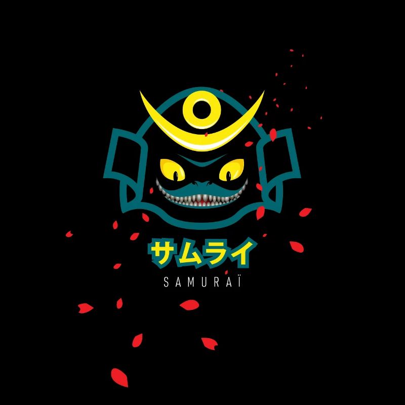 Samurai dragon eyes kabuto white bg Design Design