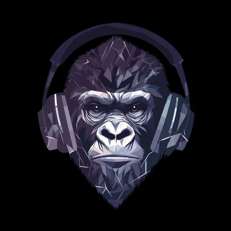 Gorille avec casque – Polygon DJ Monkey Design