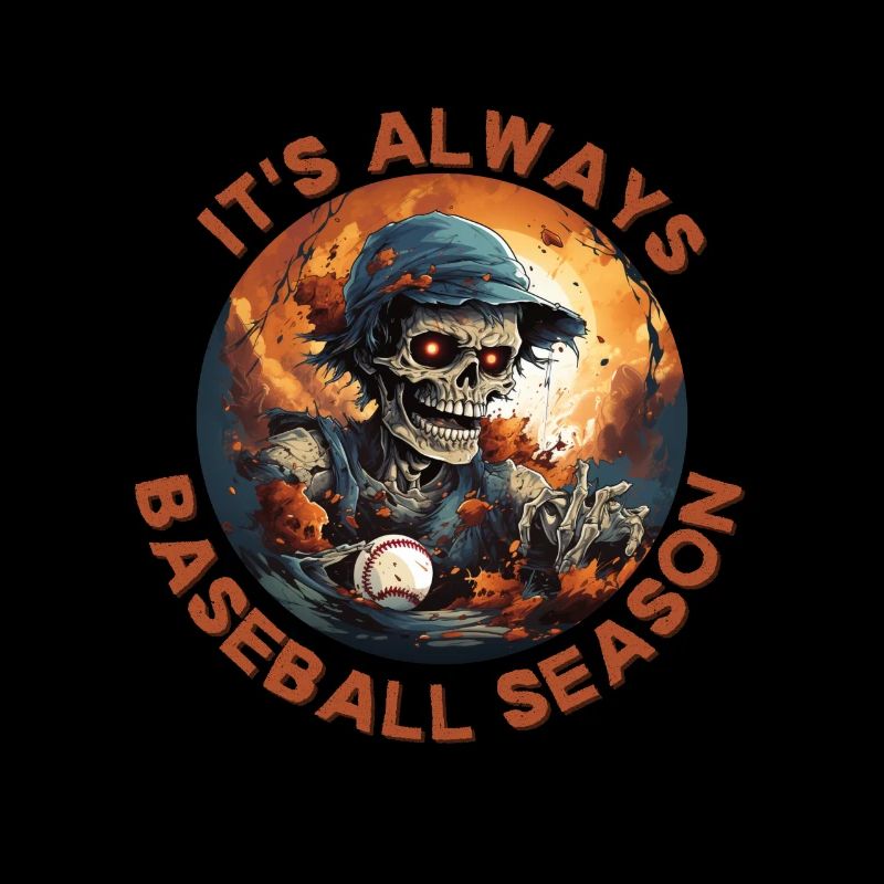 Halloween Baseball Player Skeleton Creepy Fun