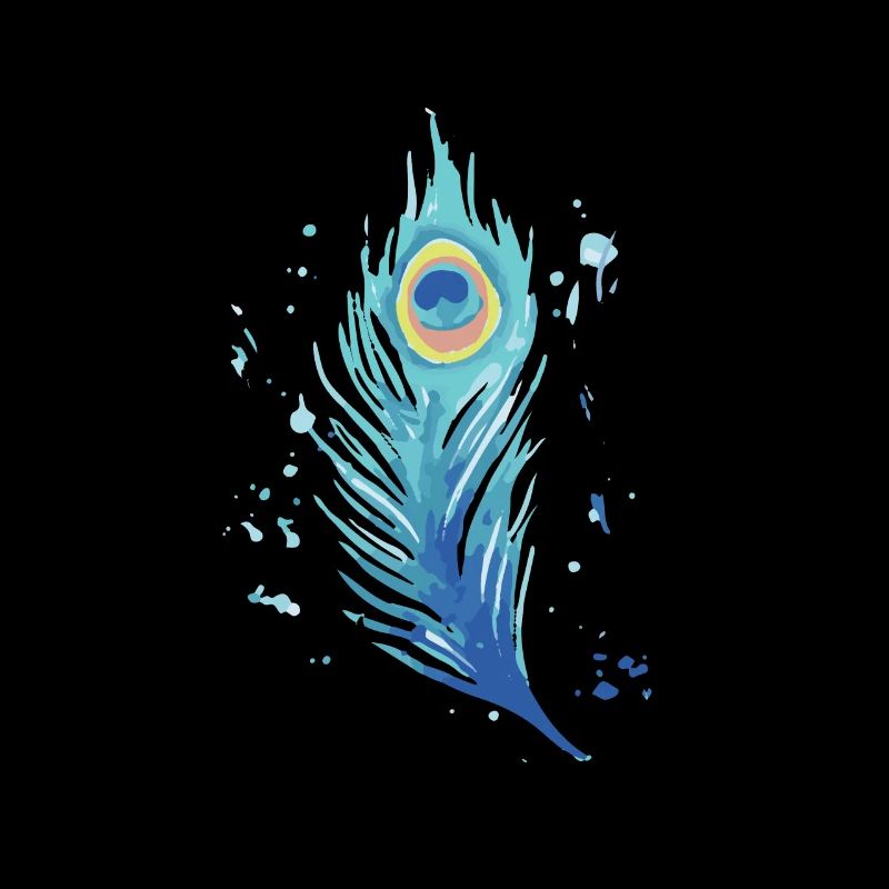 Peacock - blue peacock feather watercolor