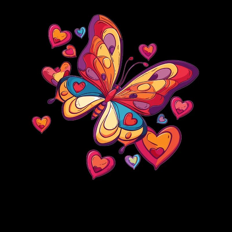 Papillon coloré avec des coeurs