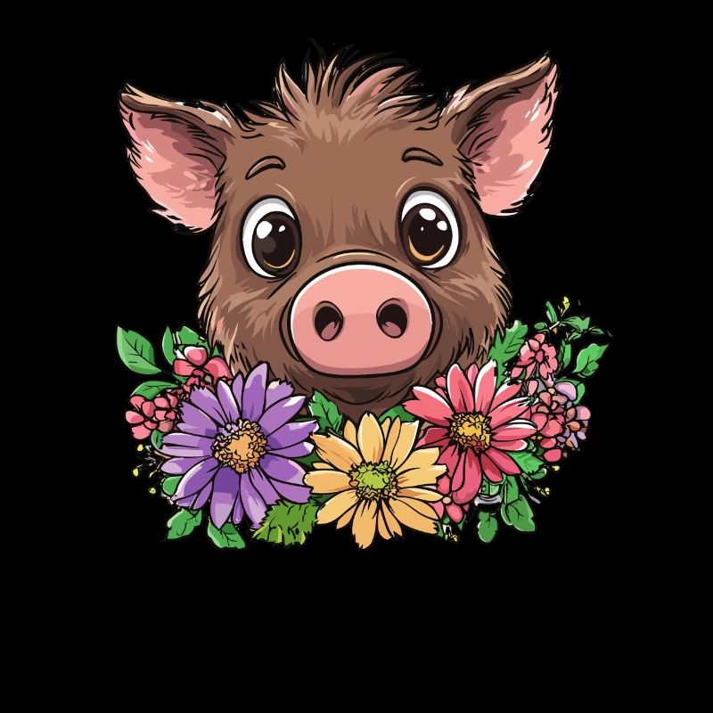 Wildschwein mit Blumen