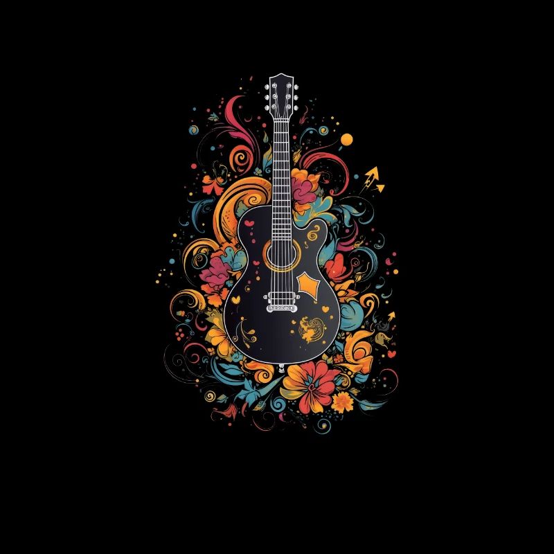 Guitare à fleurs vintage