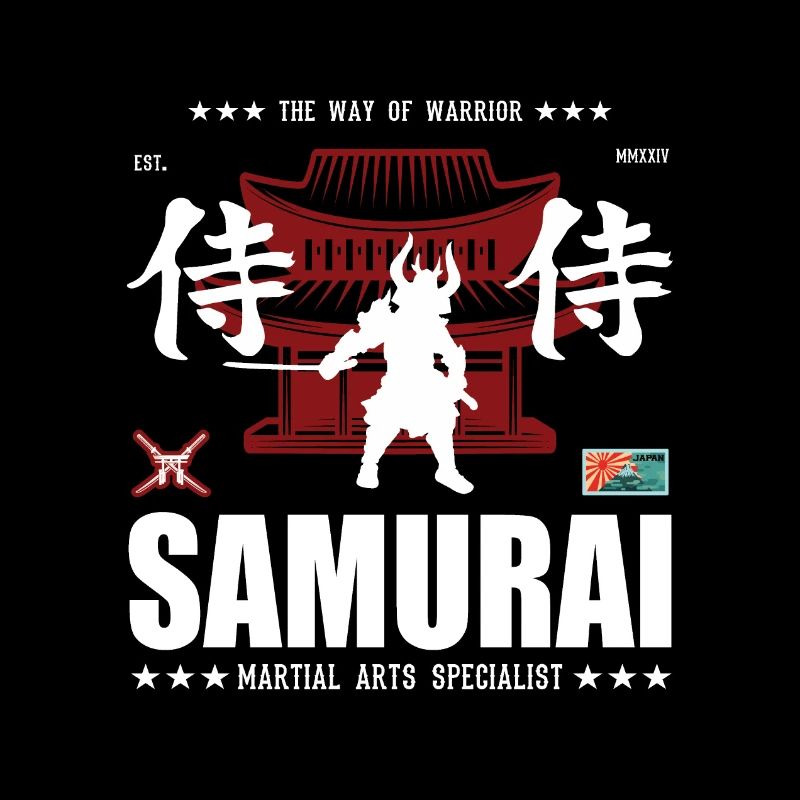 coole Samurai Kampfsport Design mit Kanji