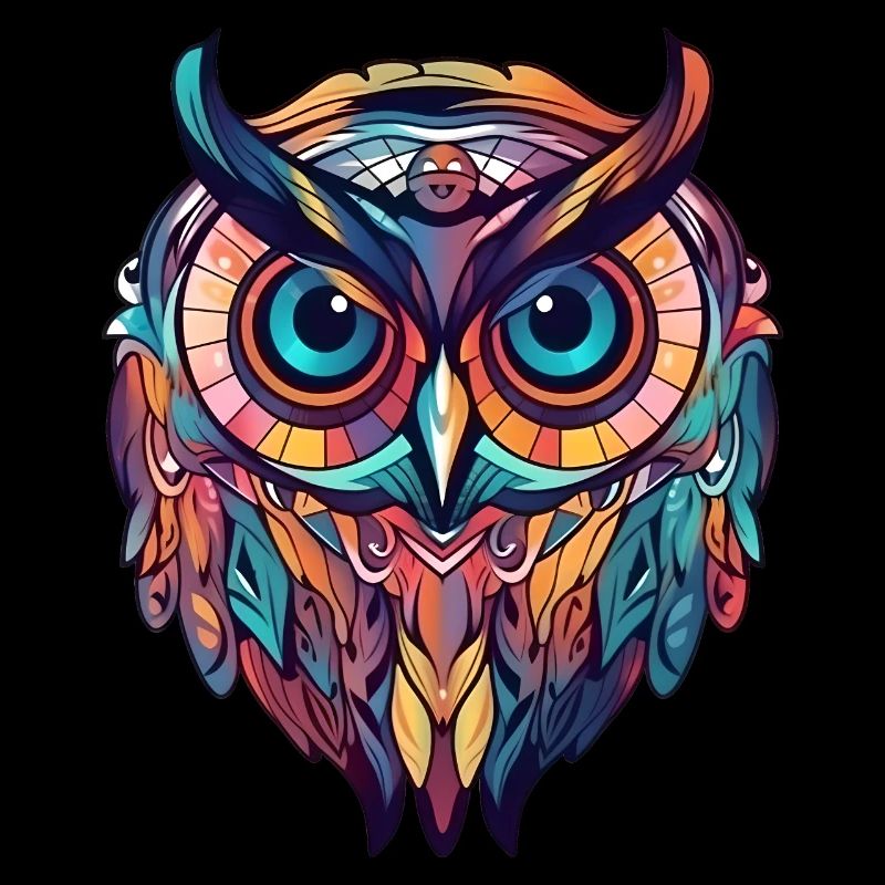 Eule bunt Boho Cartoon Style, geometrisch