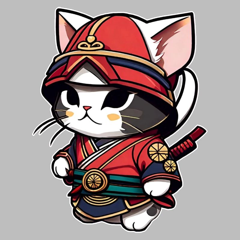 Chat samouraï mignon