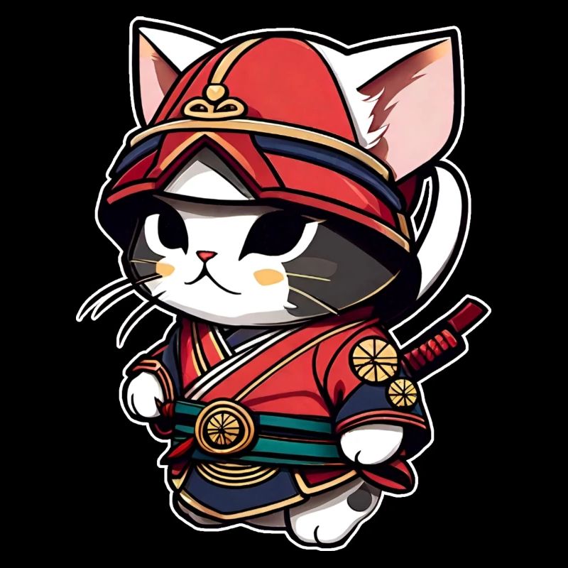 Chat samouraï mignon