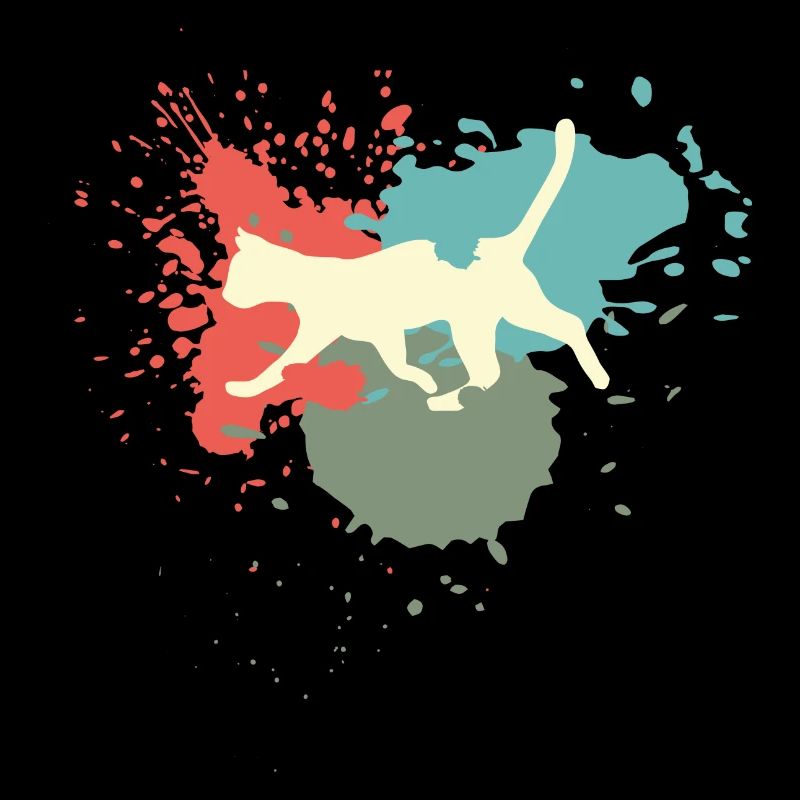 Éclaboussures de couleur rétro chat