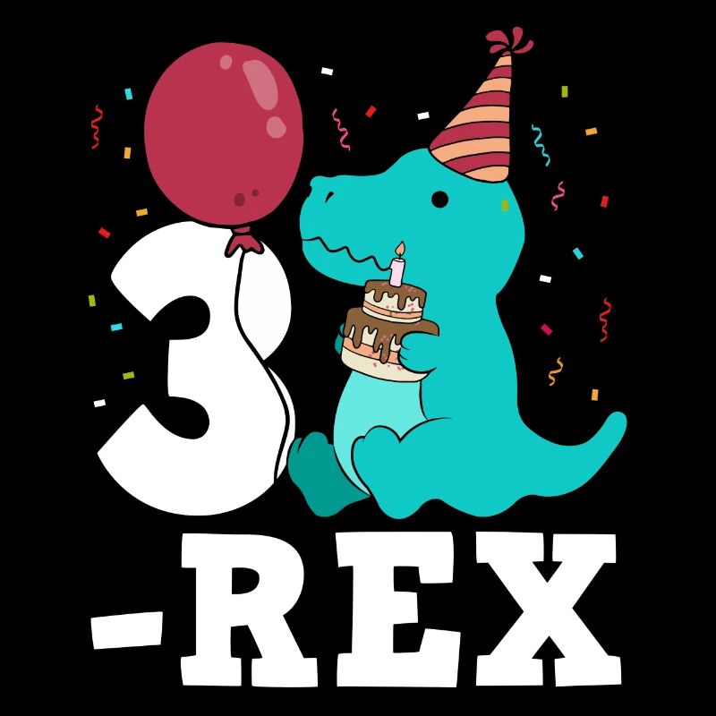 Three Rex T-Rex Birthday Gift for Three Year Olds