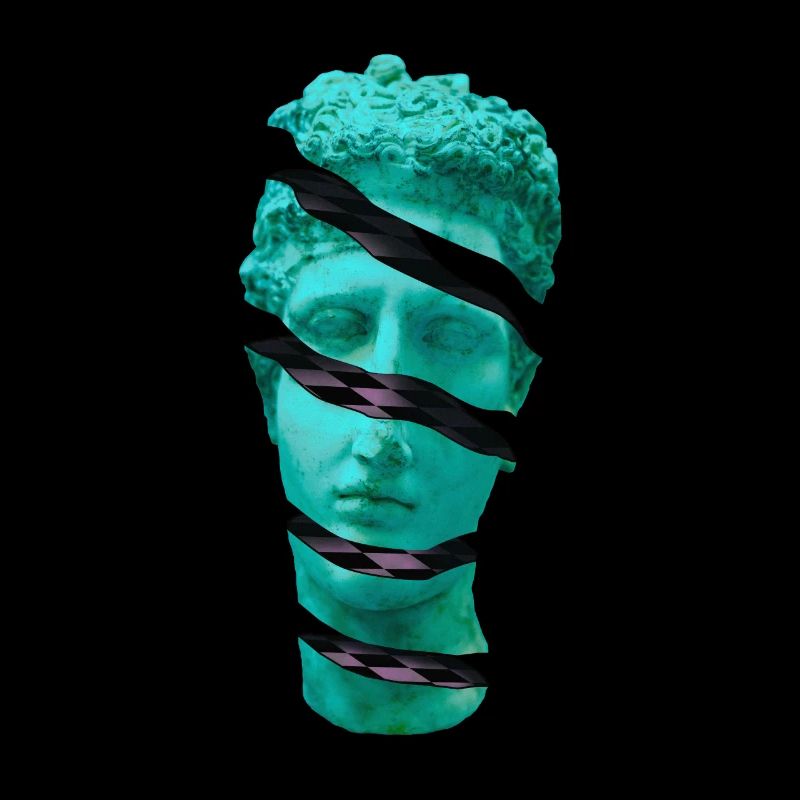 Esthétique Vaporwave Statue. Statue grecque en tranches