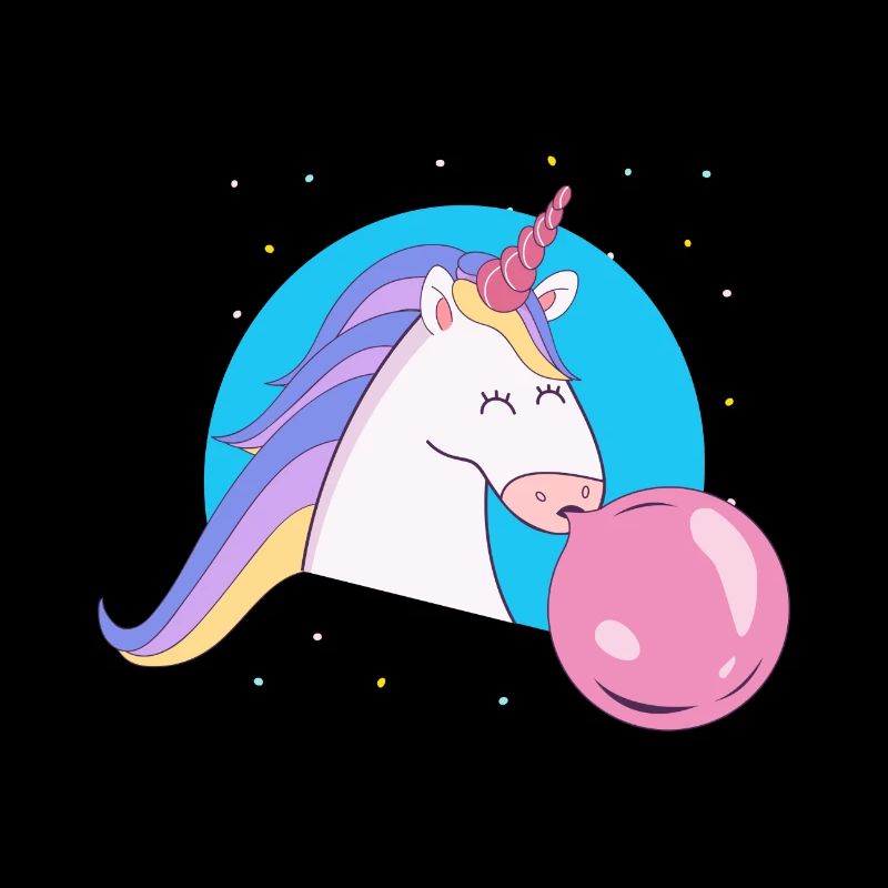 Einhorn mit Kaugummiblase
