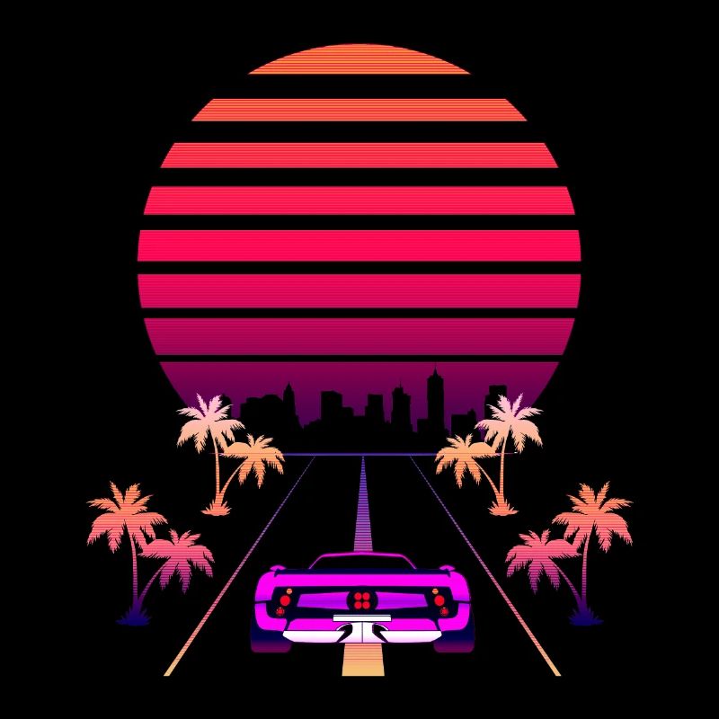 Synthwave Sunset et Retro 80s Sport Fast Car