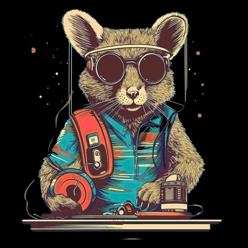 Coole DJ Maus mit Sonnenbrille und Disc