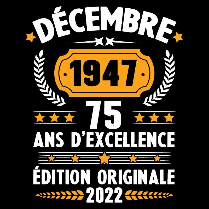 Cadeau D'anniversaire Rétro 75 Ans Décembre 1947