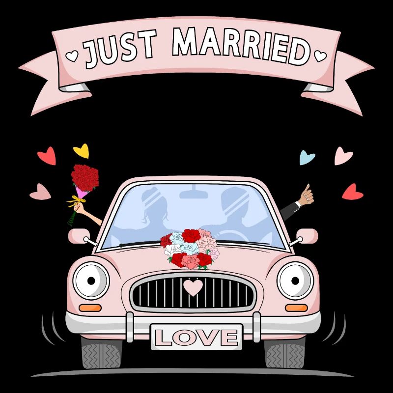 Just married Hochzeitsauto Rosa