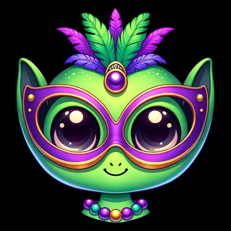 Mardi Gras Alien Kopf Comic Maske