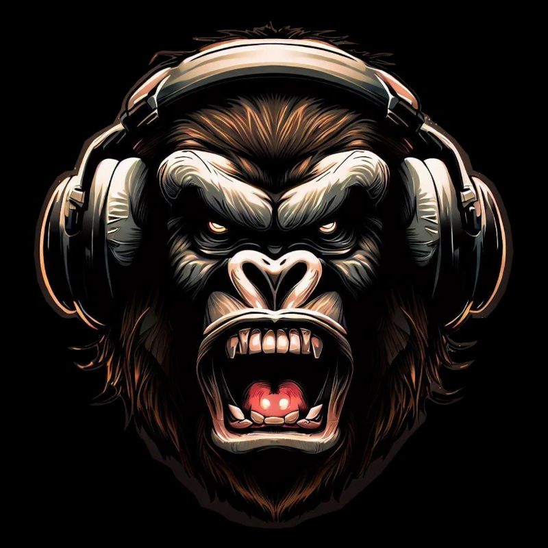 Gorilla Affe DJ mit Kopfhörern